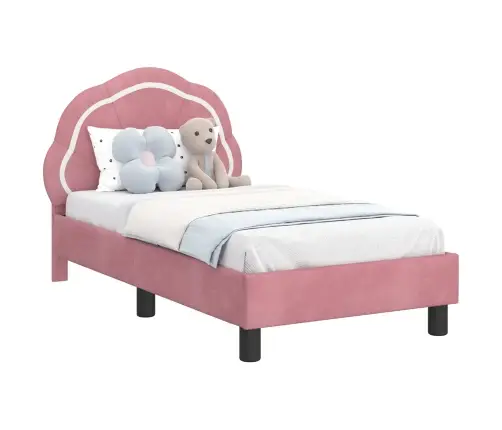 Bērnu Gultas Rāmis Ar Galvgali Rozā 70 X 140 Cm Samts Vidaxl