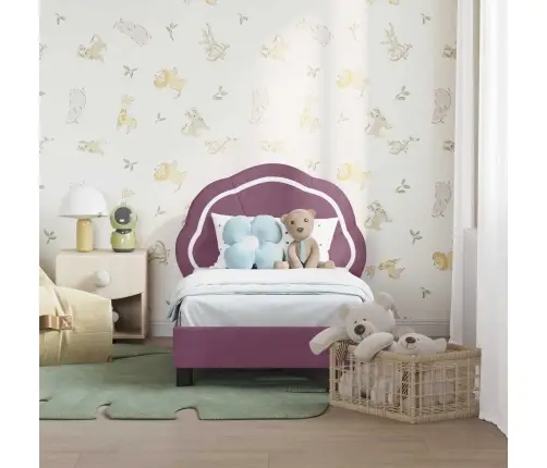 Bērnu Gultas Rāmis Ar Galvgali Violeta 70 X 140 Cm Samts Vidaxl