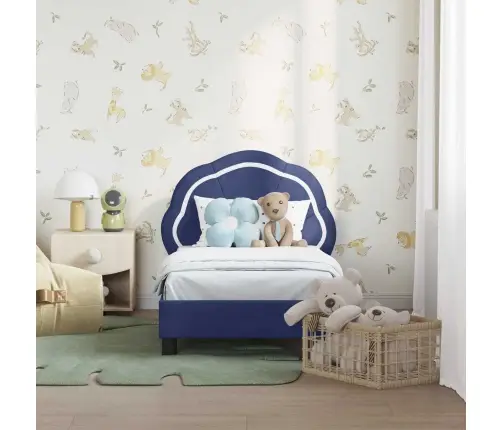 Bērnu Gultas Rāmis Ar Galvgali Policijas Zila 70 X 140 Cm Samts Vidaxl