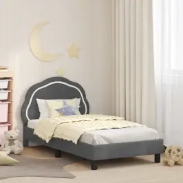 Bērnu Gultas Rāmis Ar Galvgali Tumši Pelēks 80 X 160 Cm Samts Vidaxl