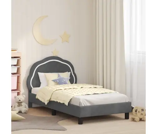 Bērnu Gultas Rāmis Ar Galvgali Tumši Pelēks 80 X 160 Cm Samts Vidaxl