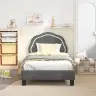 Bērnu Gultas Rāmis Ar Galvgali Tumši Pelēks 80 X 160 Cm Samts Vidaxl