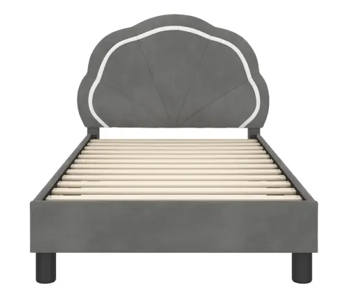 Bērnu Gultas Rāmis Ar Galvgali Tumši Pelēks 80 X 160 Cm Samts Vidaxl