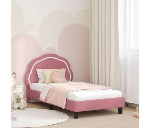 Bērnu Gultas Rāmis Ar Galvgali Rozā 80 X 160 Cm Samts Vidaxl