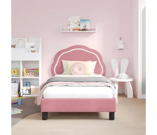 Bērnu Gultas Rāmis Ar Galvgali Rozā 80 X 160 Cm Samts Vidaxl