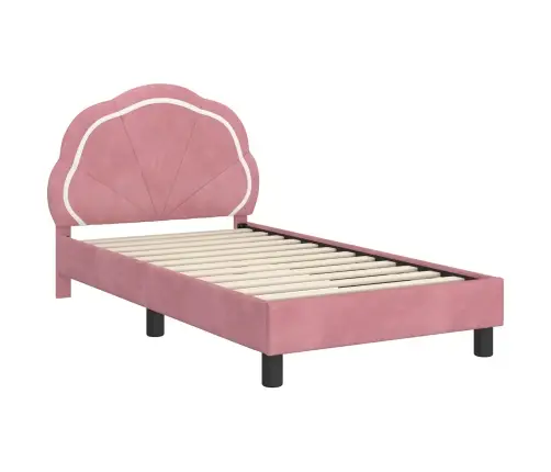 Bērnu Gultas Rāmis Ar Galvgali Rozā 80 X 160 Cm Samts Vidaxl