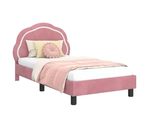 Bērnu Gultas Rāmis Ar Galvgali Rozā 80 X 160 Cm Samts Vidaxl