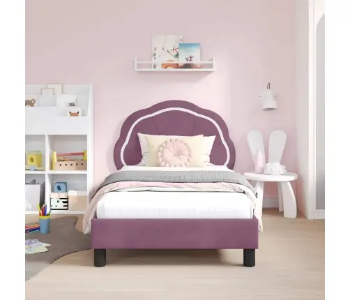 Bērnu Gultas Rāmis Ar Galvgali Violeta 80 X 160 Cm Samts Vidaxl