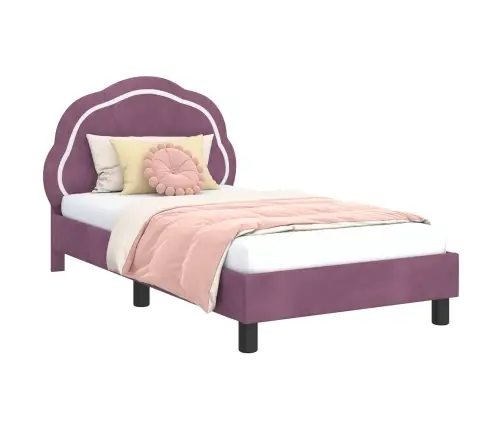 Bērnu Gultas Rāmis Ar Galvgali Violeta 80 X 160 Cm Samts Vidaxl