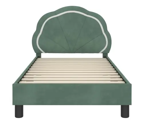 Laste Voodiraam Peatoega Peaga Mere Roheline 80 X 160 Cm Samet