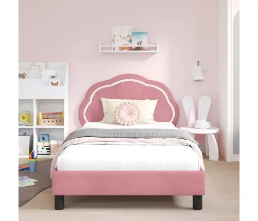 Bērnu Gultas Rāmis Ar Galvgali Rozā 80 X 200 Cm Samts Vidaxl