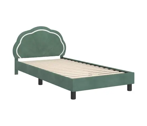 Bērnu Gultas Rāmis Ar Galvgali Jūras Zaļa 80 X 200 Cm Samts Vidaxl