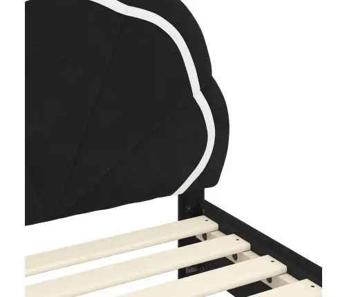 Laste Voodiraam Peatoega Peaga Must 90 X 190 Cm Samet