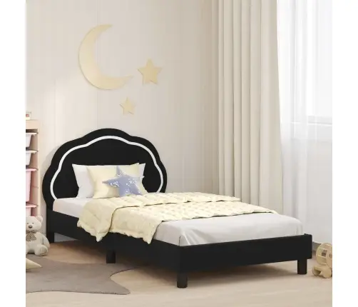 Laste Voodiraam Peatoega Peaga Must 90 X 190 Cm Samet