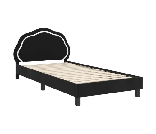 Laste Voodiraam Peatoega Peaga Must 90 X 190 Cm Samet