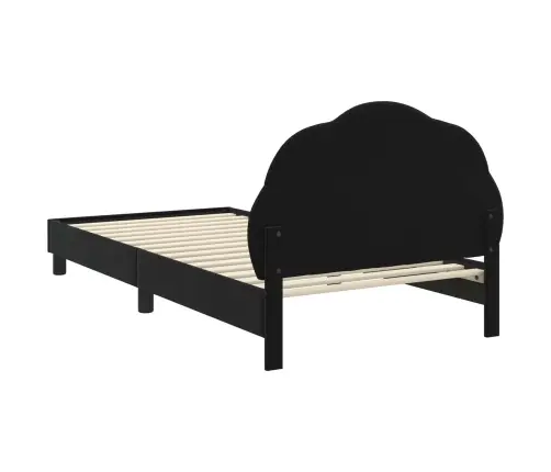 Laste Voodiraam Peatoega Peaga Must 90 X 190 Cm Samet