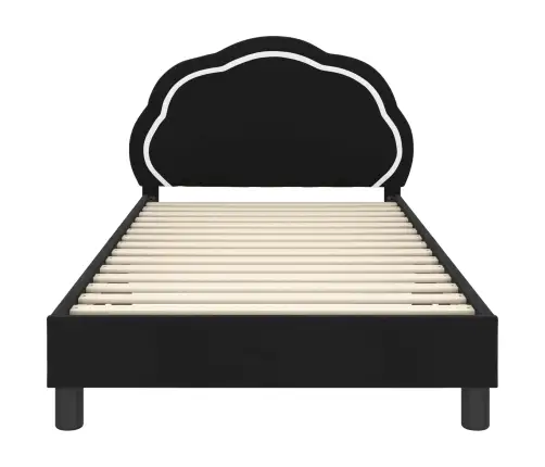 Laste Voodiraam Peatoega Peaga Must 90 X 190 Cm Samet