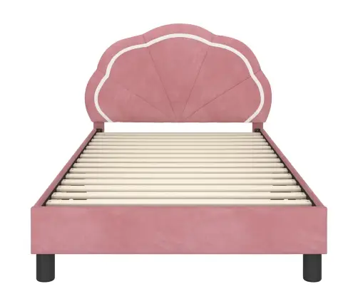 Bērnu Gultas Rāmis Ar Galvgali Rozā 90 X 190 Cm Samts Vidaxl