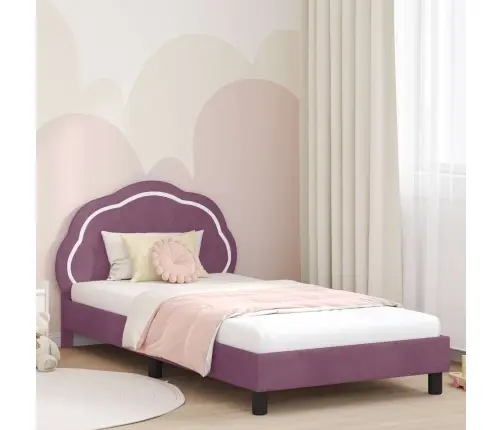 Bērnu Gultas Rāmis Ar Galvgali Violeta 90 X 190 Cm Samts Vidaxl