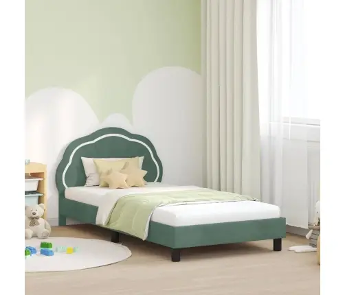 Bērnu Gultas Rāmis Ar Galvgali Jūras Zaļa 90 X 190 Cm Samts Vidaxl