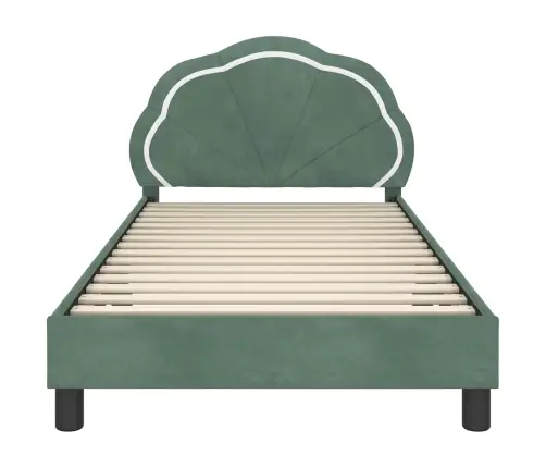 Bērnu Gultas Rāmis Ar Galvgali Jūras Zaļa 90 X 190 Cm Samts Vidaxl