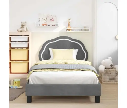 Vaikiška Lovos Konstrukcija Su Galvūgaliu Tamsiai Pilka
