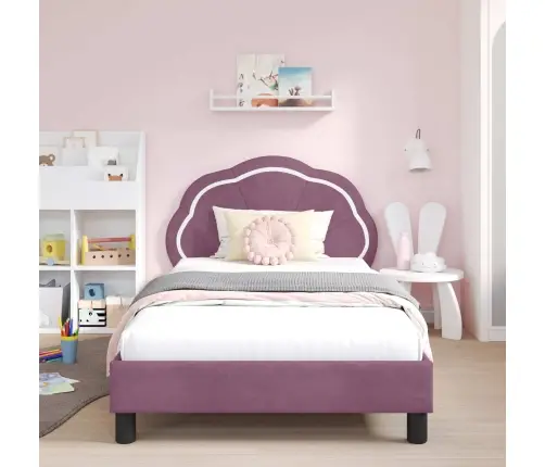 Bērnu Gultas Rāmis Ar Galvgali Violeta 90 X 200 Cm Samts Vidaxl