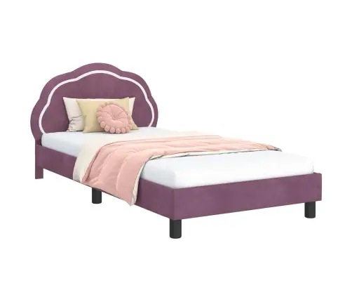 Bērnu Gultas Rāmis Ar Galvgali Violeta 90 X 200 Cm Samts Vidaxl