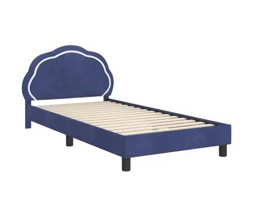 Bērnu Gultas Rāmis Ar Galvgali Policijas Zila 90 X 200 Cm Samts Vidaxl