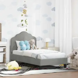 Bērnu Gultas Rāmis Ar Galvgali Gaiši Pelēks 70 X 140 Cm Samts Vidaxl