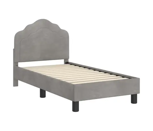Bērnu Gultas Rāmis Ar Galvgali Gaiši Pelēks 70 X 140 Cm Samts Vidaxl