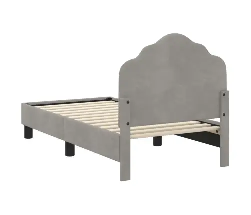 Bērnu Gultas Rāmis Ar Galvgali Gaiši Pelēks 70 X 140 Cm Samts Vidaxl