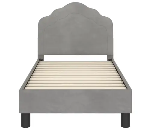 Bērnu Gultas Rāmis Ar Galvgali Gaiši Pelēks 70 X 140 Cm Samts Vidaxl