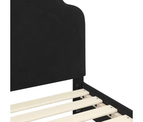 Bērnu Gultas Rāmis Ar Galvgali Melna 70 X 140 Cm Samts Vidaxl
