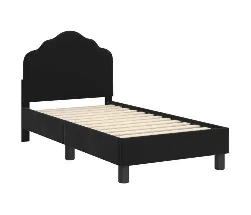 Bērnu Gultas Rāmis Ar Galvgali Melna 70 X 140 Cm Samts Vidaxl