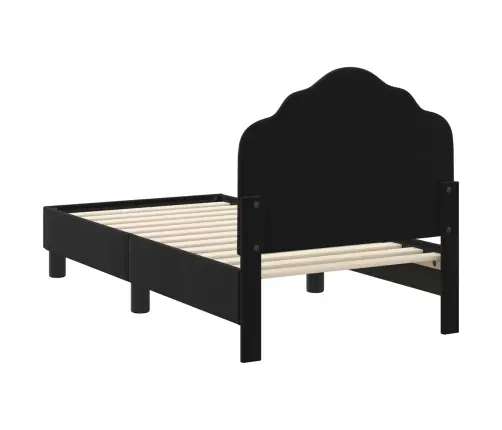 Bērnu Gultas Rāmis Ar Galvgali Melna 70 X 140 Cm Samts Vidaxl