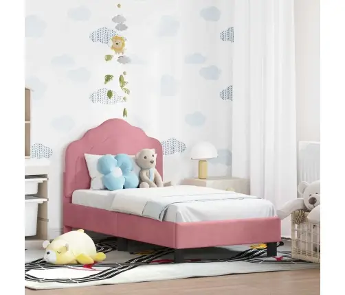 Bērnu Gultas Rāmis Ar Galvgali Rozā 70 X 140 Cm Samts Vidaxl