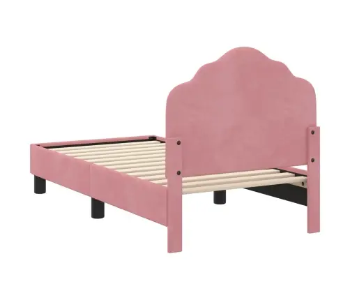 Bērnu Gultas Rāmis Ar Galvgali Rozā 70 X 140 Cm Samts Vidaxl