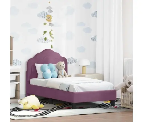 Bērnu Gultas Rāmis Ar Galvgali Violeta 70 X 140 Cm Samts Vidaxl