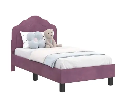 Bērnu Gultas Rāmis Ar Galvgali Violeta 70 X 140 Cm Samts Vidaxl