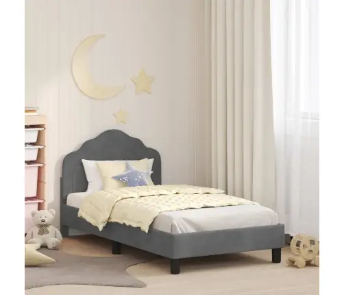 Bērnu Gultas Rāmis Ar Galvgali Tumši Pelēks 80 X 160 Cm Samts Vidaxl