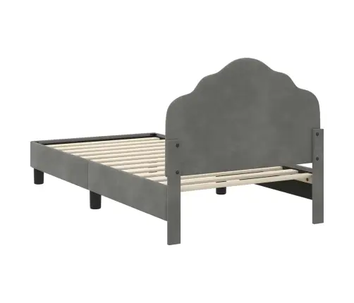 Bērnu Gultas Rāmis Ar Galvgali Tumši Pelēks 80 X 160 Cm Samts Vidaxl