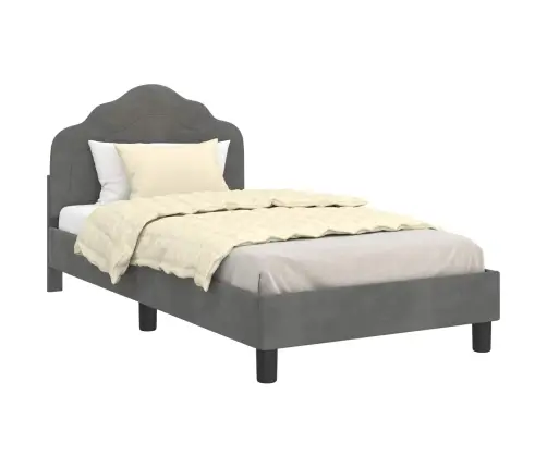 Bērnu Gultas Rāmis Ar Galvgali Tumši Pelēks 80 X 160 Cm Samts Vidaxl