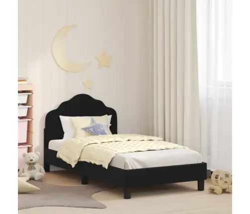 Bērnu Gultas Rāmis Ar Galvgali Melna 80 X 160 Cm Samts Vidaxl