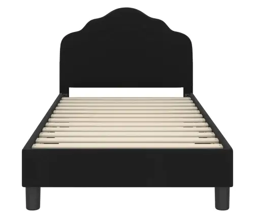 Bērnu Gultas Rāmis Ar Galvgali Melna 80 X 160 Cm Samts Vidaxl