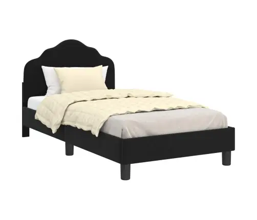 Bērnu Gultas Rāmis Ar Galvgali Melna 80 X 160 Cm Samts Vidaxl