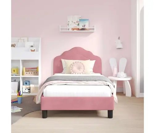 Bērnu Gultas Rāmis Ar Galvgali Rozā 80 X 160 Cm Samts Vidaxl