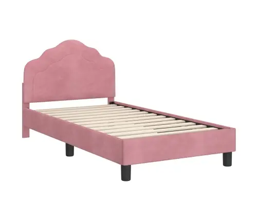 Bērnu Gultas Rāmis Ar Galvgali Rozā 80 X 160 Cm Samts Vidaxl