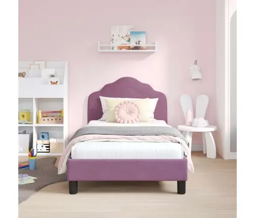 Bērnu Gultas Rāmis Ar Galvgali Violeta 80 X 160 Cm Samts Vidaxl