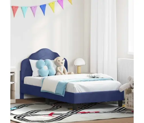 Bērnu Gultas Rāmis Ar Galvgali Policijas Zila 80 X 160 Cm Samts Vidaxl